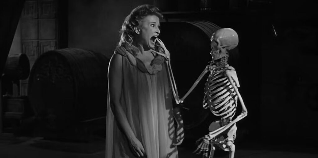 Were there any legal or ethical concerns raised about using real skeletons in the film?